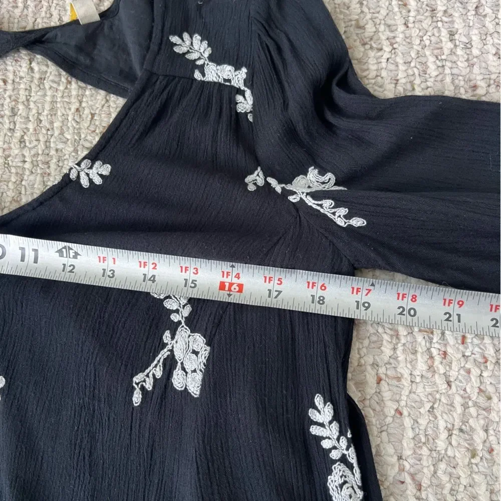 Free People Emma Bohemian Long Sleeve Tunic Dress in Black Combo